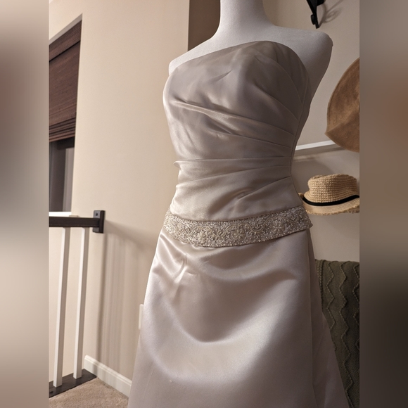 Oleg Cassini Silver/Champagne Wedding Gown - Picture 2 of 6